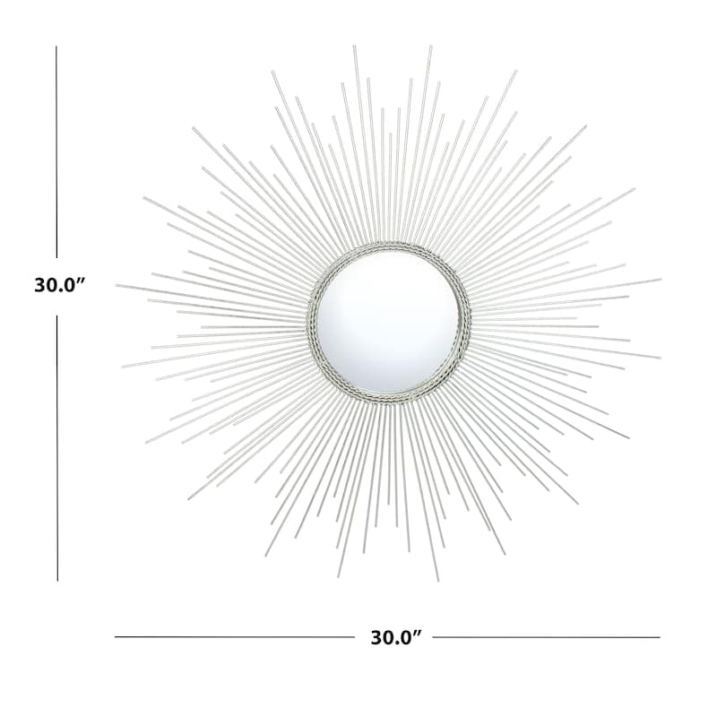 SAFAVIEH Emme 30-inch Silver Sunburst Round Silver Mirror - 30" W x 1" L x 30" H