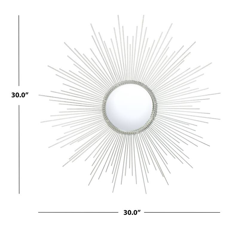 SAFAVIEH Kaylin 30-inch Silver Sunburst Round Silver Mirror - 30" W x 1" L x 30" H - 30Wx1Dx30H