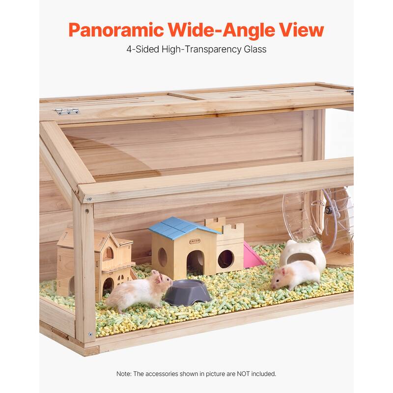 UIMOSO Wooden Hamster Cage, 270° Viewing Hamster Habitat, Dwarf Hamster Cages with Openable Top