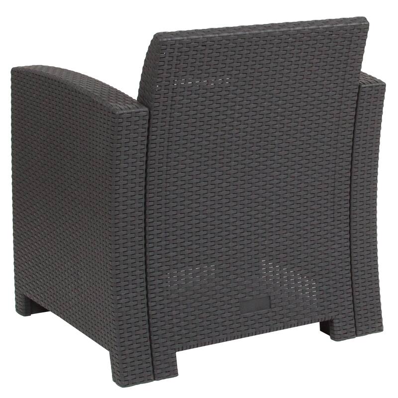 Faux Rattan Chair with All-Weather Cushion