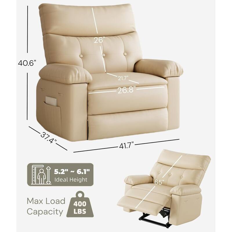 360° Swivel Manual Recliner Chair, with Massage & Remote Control