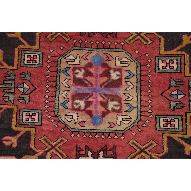 Hand Knotted Oriental 100% Wool Carpet Traditional Geometric Multi-Colored Meshkin Runner Rug - 9' 9'' X 3' 11''