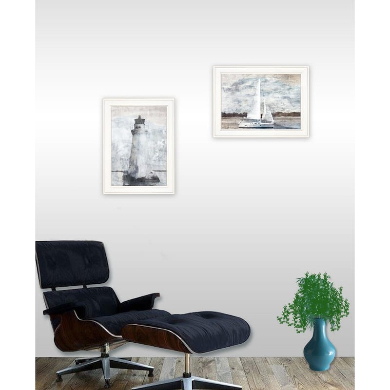 TrendyDecor4U "Lighthouse Sailboat" Framed Print Wall Art by Bluebird Barn Group - Black