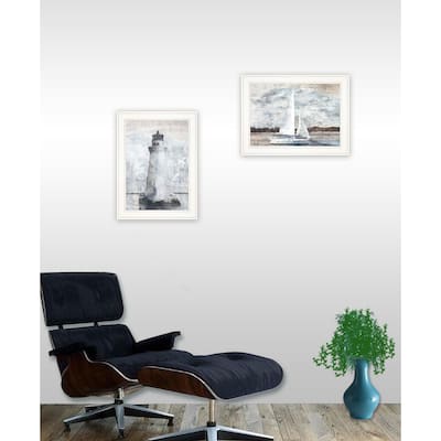 TrendyDecor4U "Lighthouse Sailboat" Framed Print Wall Art by Bluebird Barn Group - Black