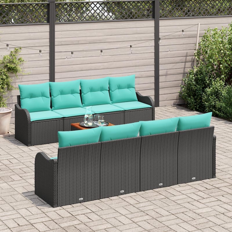 vidaXL 9 Piece Garden Sofa Set with Cushions - 90.9×24.4×27.2