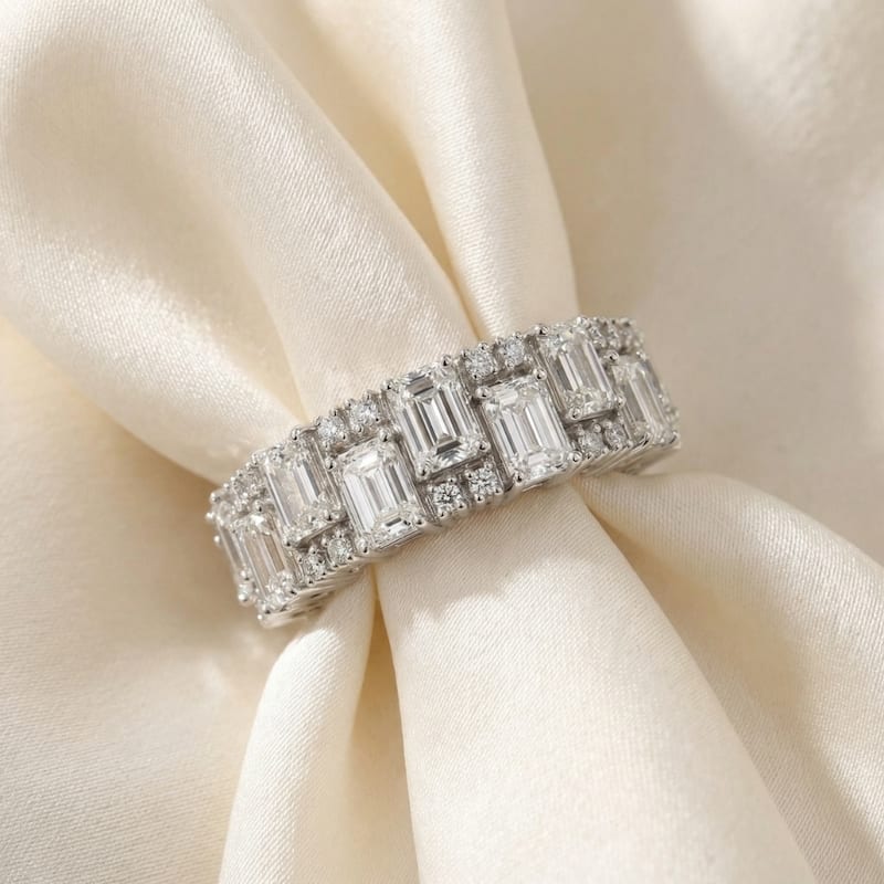 Bliss Diamond 3Ct Emerald Cut Wedding Ring Anniversary Band Gold Lab Grown