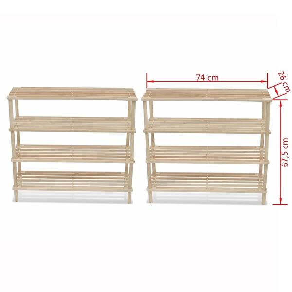 Shop Vidaxl 4 Tier Shoe Racks 2 Pcs Solid Fir Wood Overstock 26390139