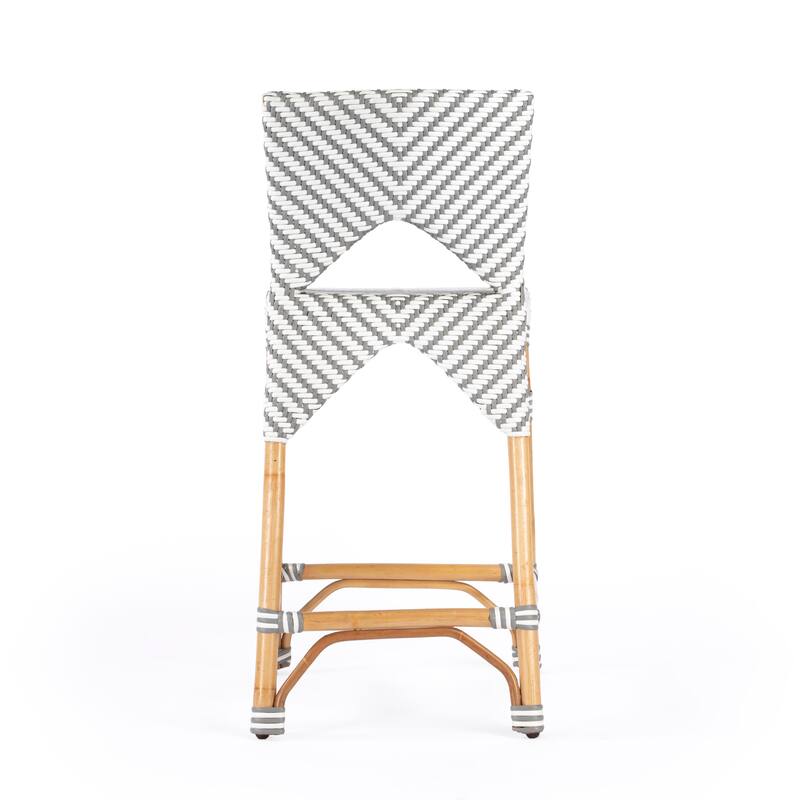 Creanly 25.25"H Seat Rattan Counter Stool with Back
