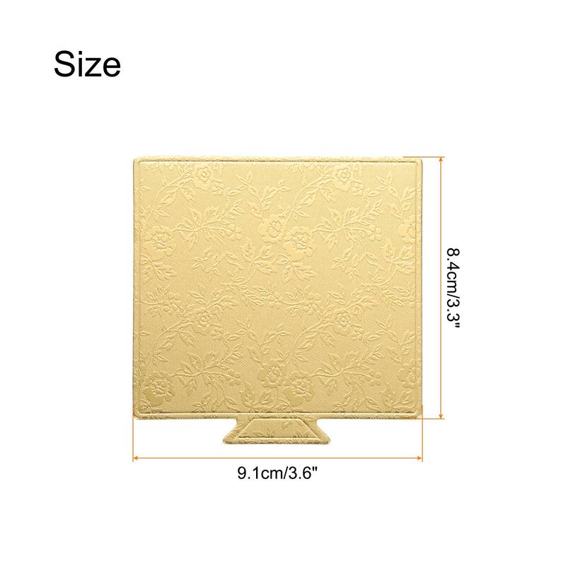 200pcs Mini Cake Boards, Mousse Cake Cardboards Square for Cake Bases - Floral Gold - 3.3 x 3.6 inch