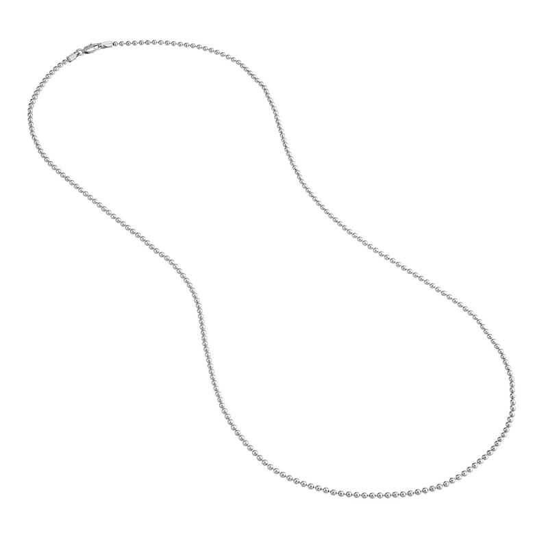 Curata 925 Sterling Silver Rhodium 2mm Bead Chain Necklace (Lobster)