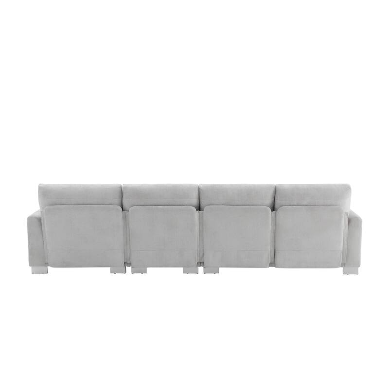 Grey 119" Oversized L-Shaped 5-Seater Sectional with Chaise and 2 Pillows for Living Room, Apartment, or Office