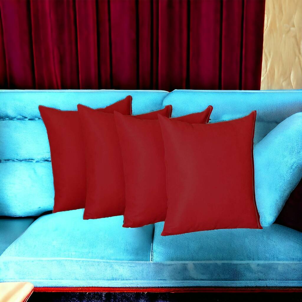 HomeRoots Set of Four 18" Red Throw Pillow Covers