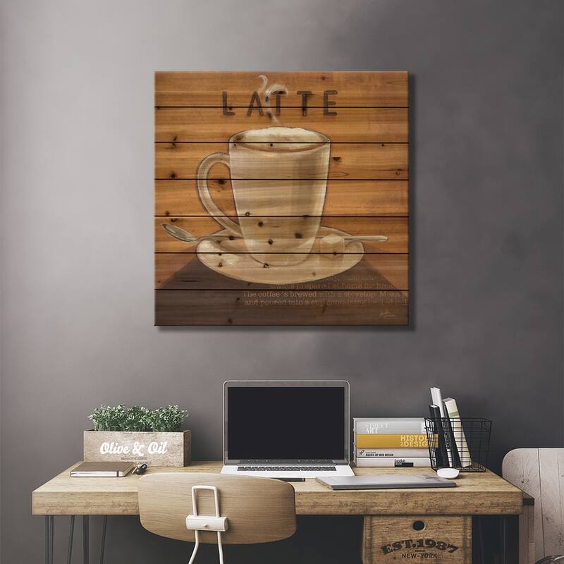 Coffee And Co. IV Print On Wood by Janelle Penner - Multi-Color