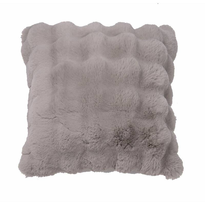 Valencia Fur Textured Solid Color Throw Pillow - Beige