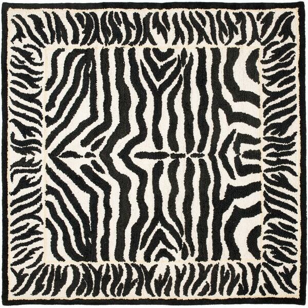 slide 2 of 14, SAFAVIEH Handmade Rodeo Drive Kiyomi Mid-Century Modern Abstract Wool Rug 6' Square - Black/White - Square