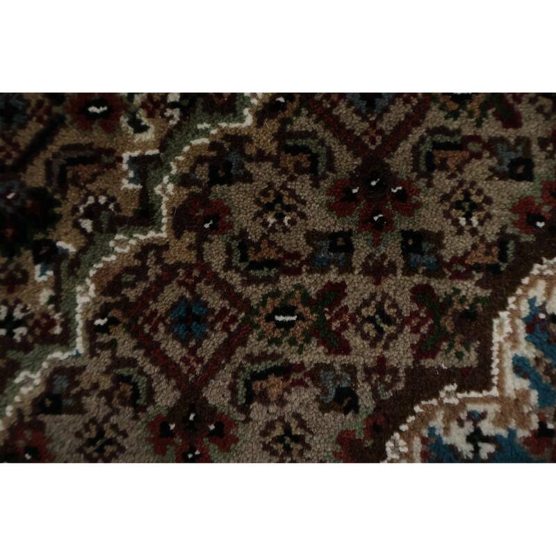 Hand Knotted Oriental 100% Wool Carpet Traditional Floral Navy Blue & Blues Tabriz-Mahi Area Rug - 5' 9'' X 3' 9''