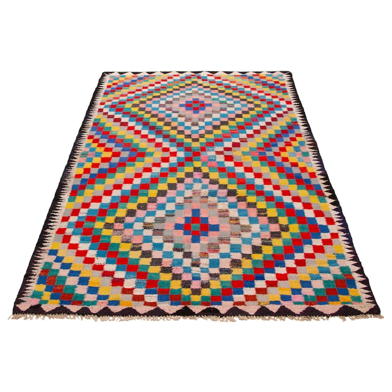 ECARPETGALLERY Flat-Weave Ankara Multi Color Wool Kilim - 5'11 x 9'10
