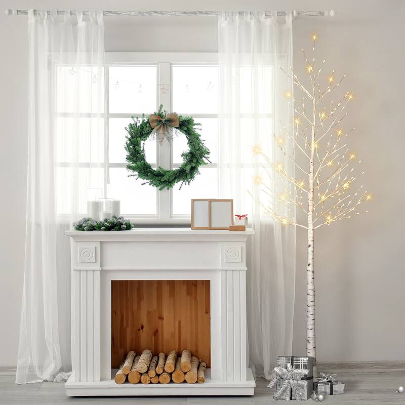 Puleo International 8 ft. Pre-Lit White Artificial Twig Tree