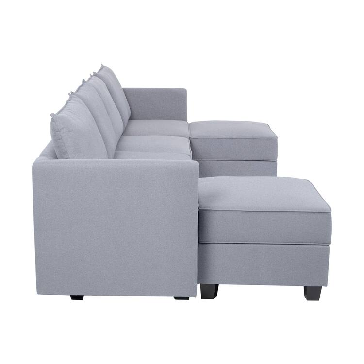Modular Convertible U-Shaped Sectional Sofa with Reversible Chaise, Oversized Couch