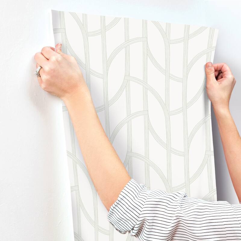 A-Street Prints Salvo Light Green Curved Contours Wallpaper