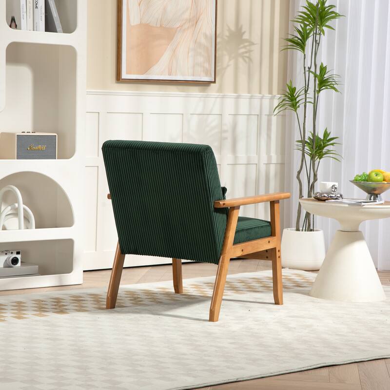 Corduroy Accent Chair,Solid Wood Armchair for Living Room