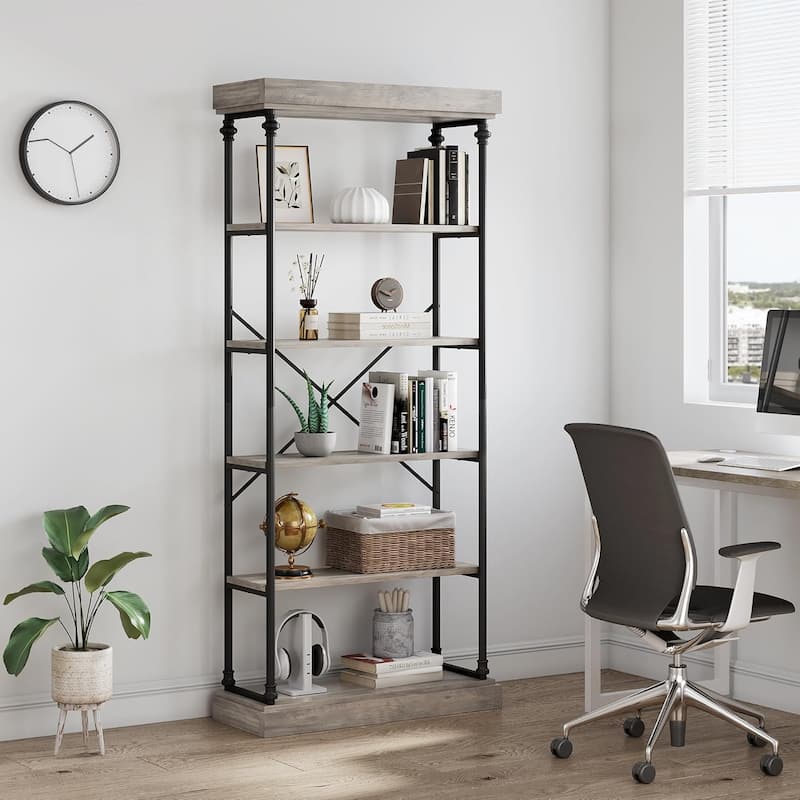 73.6" Tall Industrial 6-Tier Bookshelf Freestanding Bookcase with Shelves