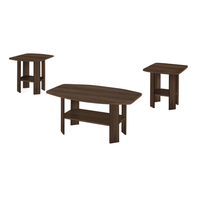 HomeRoots Set of Three 36" Espresso Coffee Table With Three Shelves