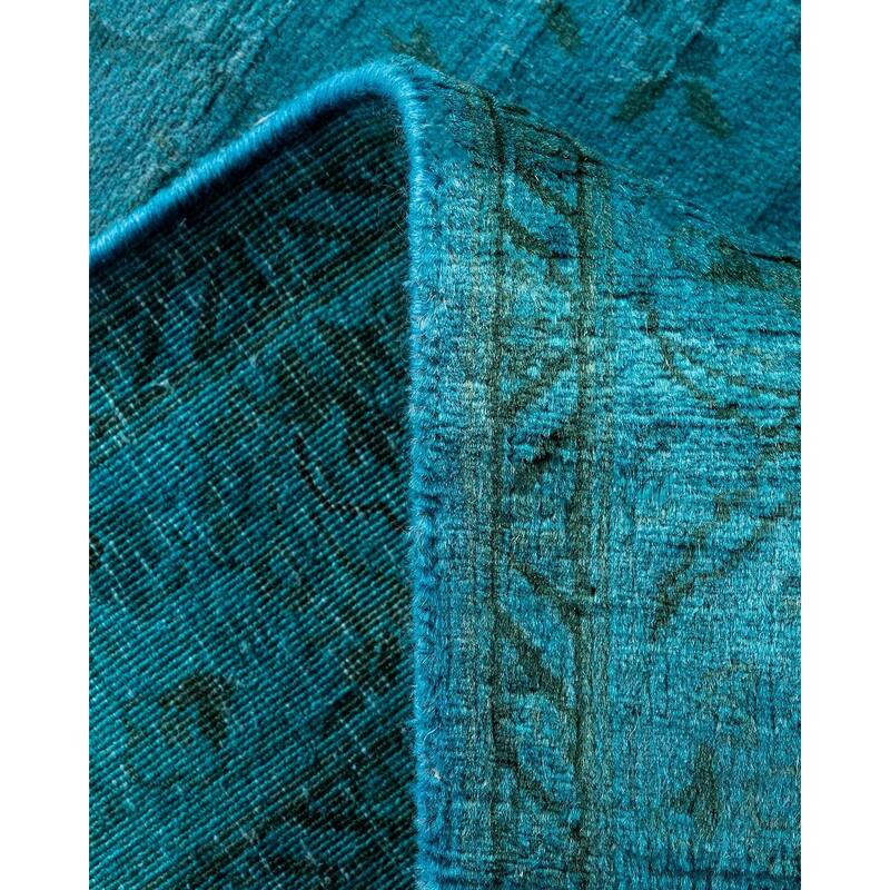 Fine Vibrance, One-of-a-Kind Hand-Knotted Runner Rug - Blue, 2' 6" x 10' 3" - 2' 6" x 10' 3"