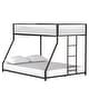 preview thumbnail 7 of 10, Adam Twin Full Bunk Bed with Mesh Guardrails - Black & White