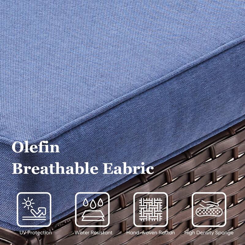 2 Swivel Chair 2 Club Chair with Fire Table Brwon-Blue - Brown