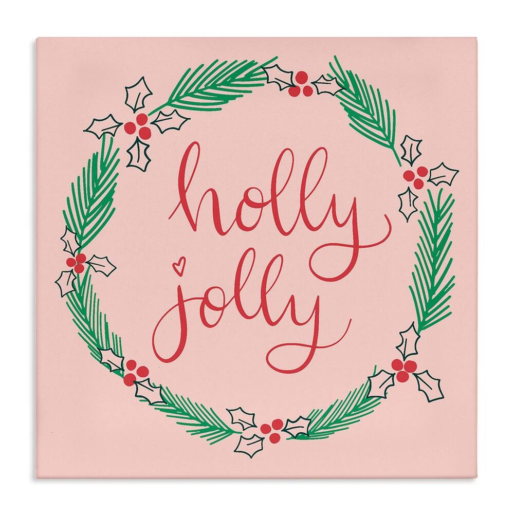 Stupell Minimal Holly Jolly Wreath Canvas Wall Art Design By Sazerelli Designs