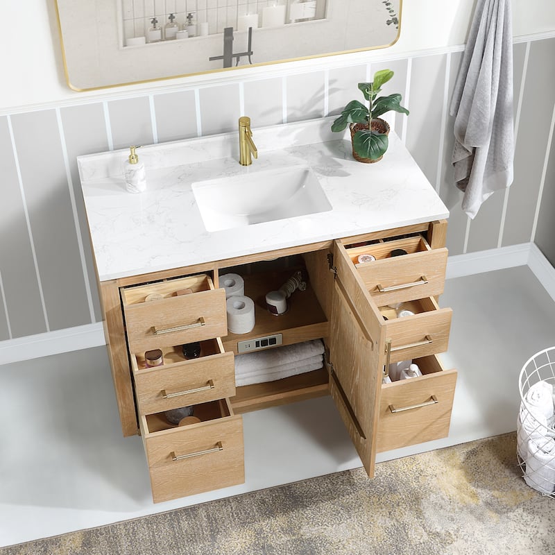 San Single Bath Vanity with Composite Stone Top without Mirror
