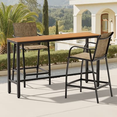 Outdoor Patio Bar Stools Set Rectangle Bar Table with Barstools