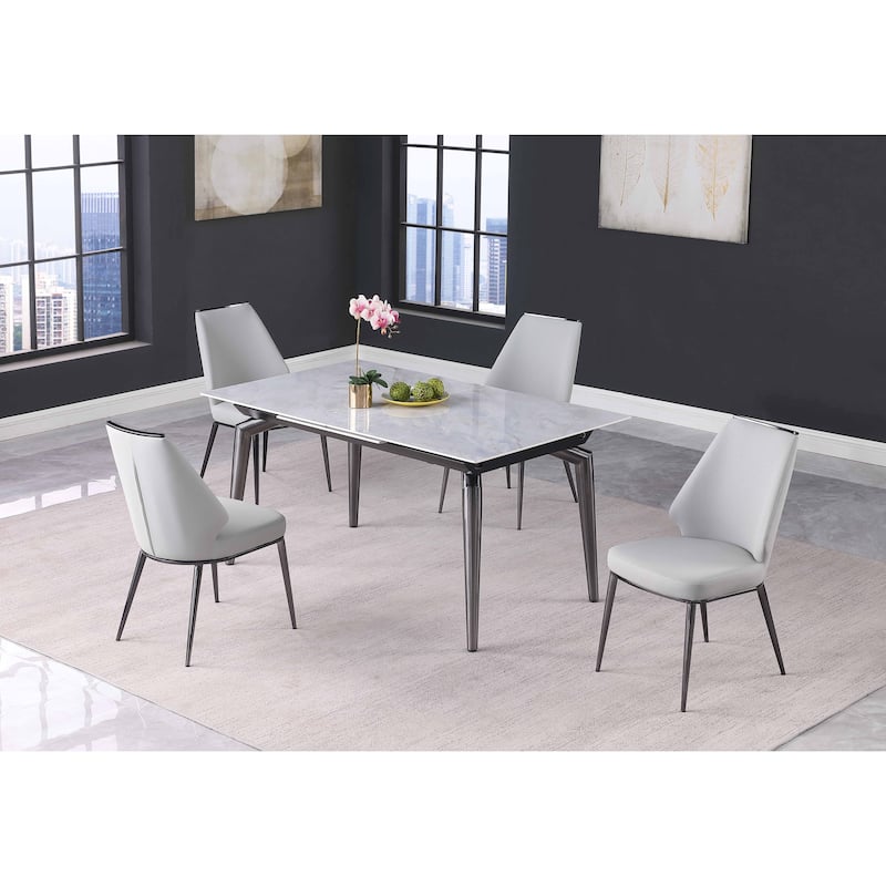 Somette Tate Marbleized Sintered Stone Top Dining Table