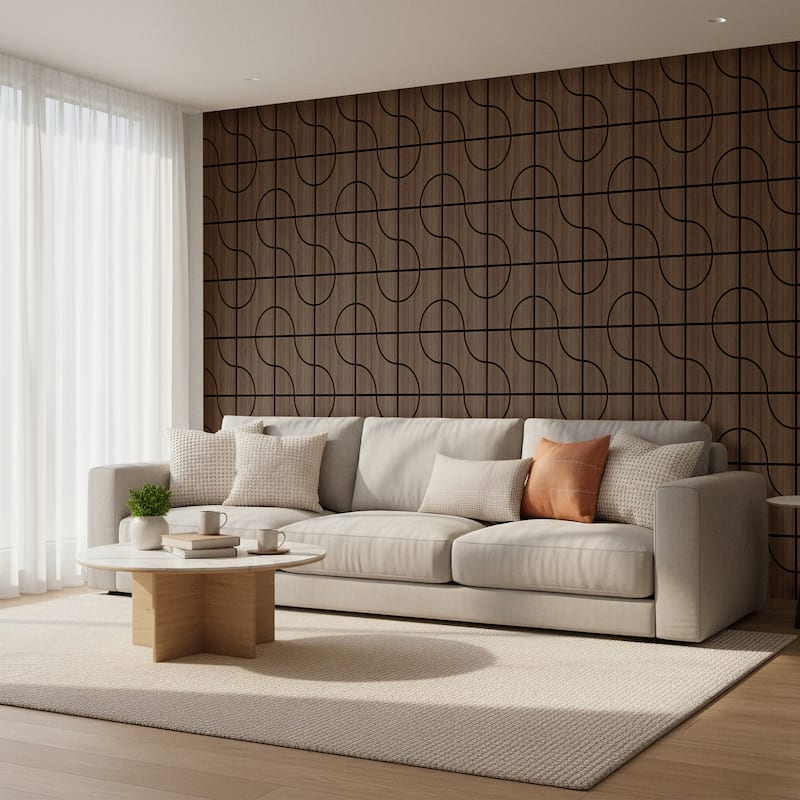 23.6" x 23.6" Wood Acoustic Wall Panels for Ceiling and Wall Decor, 4-Pack (15 sq ft) - Walnut