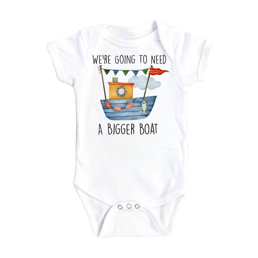 Bigger Boat Shark - Baby Boy Girl Clothes Infant Bodysuit Funny Cute Newborn