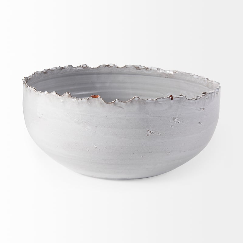 Larsen White Ceramic Large Decorative Bowl