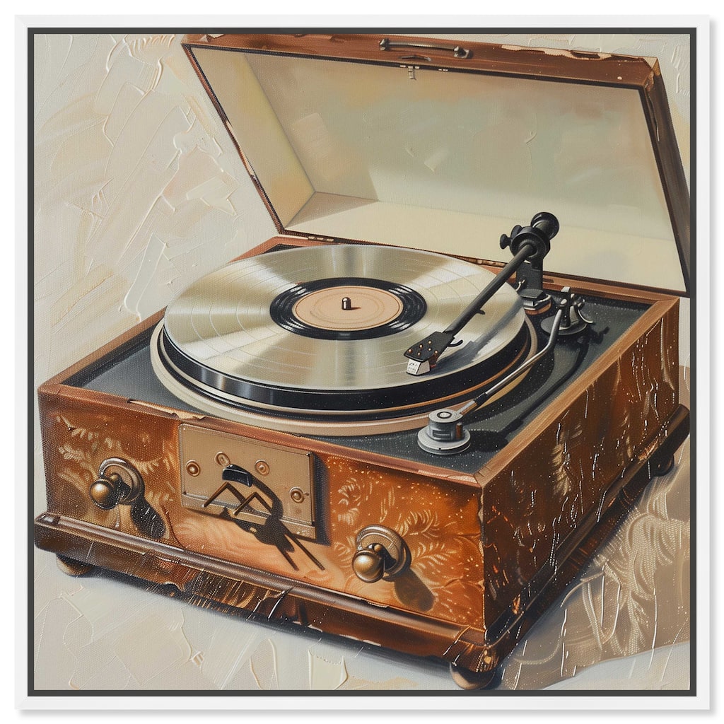 Notoriart Vintage Record Player Framed Bar Cart Art For Men