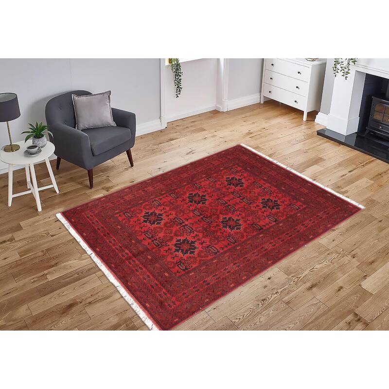 Rustic Biljik Khal Mohammadi Galilea Red/Blue Rug - 5'7'' x 7'8''