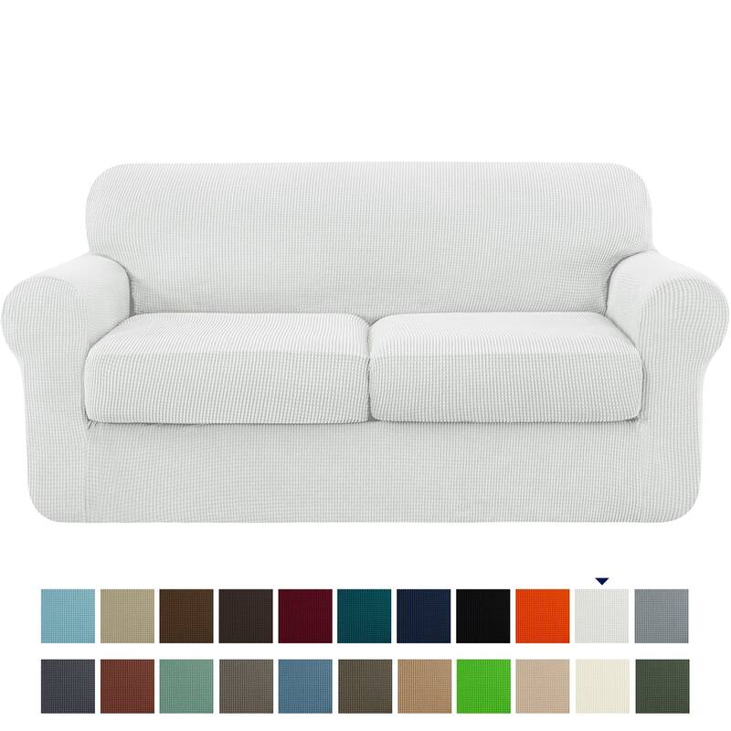 Subrtex Sofa Separate Cushion Soft Cover Slipcover Furniture Protector - Loveseat - White