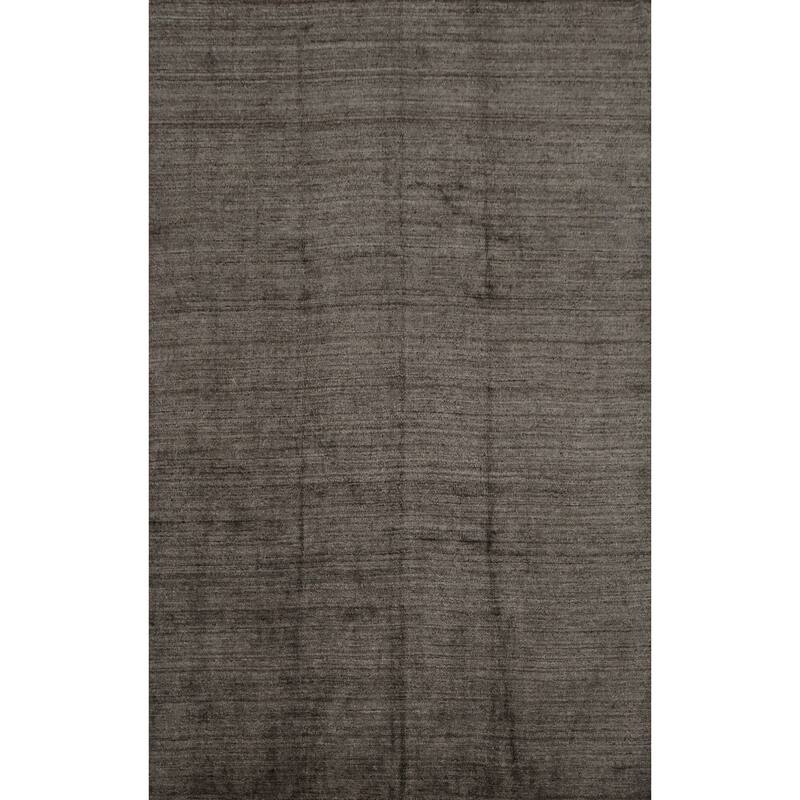 Hand Knotted Oriental Silk Carpet Tribal Contemporary Greys & Charcoal Gabbeh Area Rug - 12' 11'' X 9' 6''