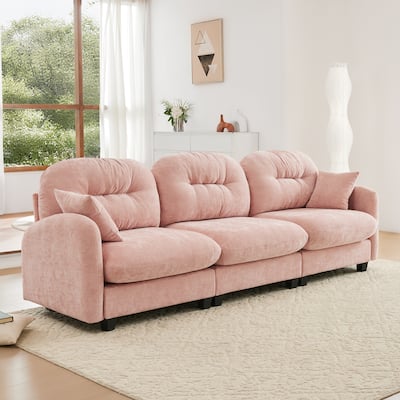 Homy Casa Chenille 3-Seat Modular Sofa, Tufted Back, Ergonomic Couch