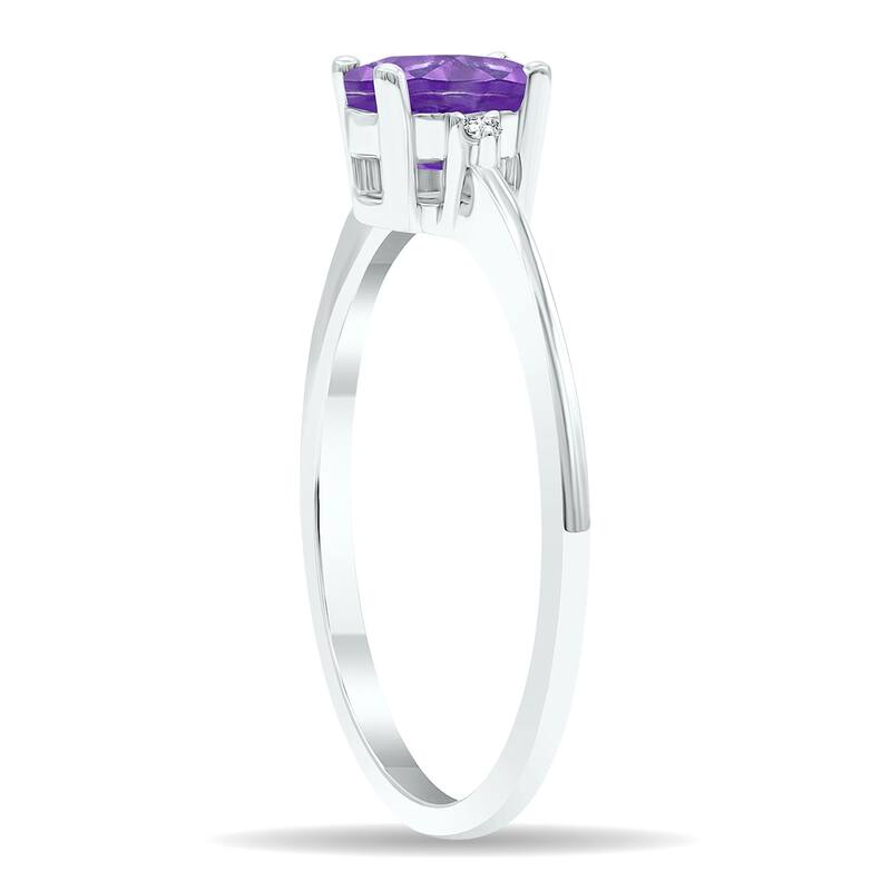 Women's Amethyst and Diamond Classic Band in 10K White Gold