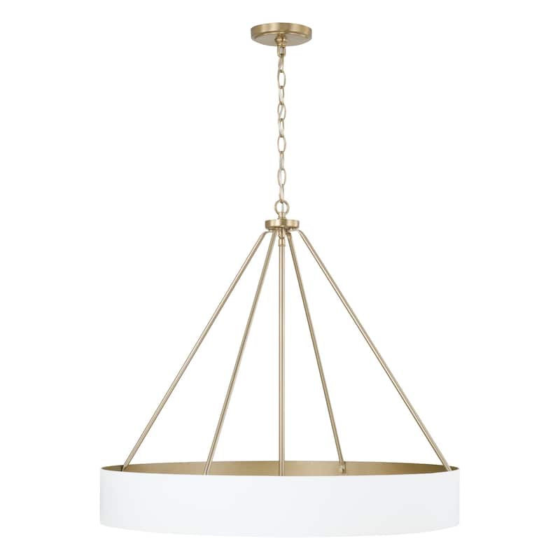 27.50"W x 24.25"H 4-Light Modern Circular Metal Chandelier with Painted Matte Brass Interior