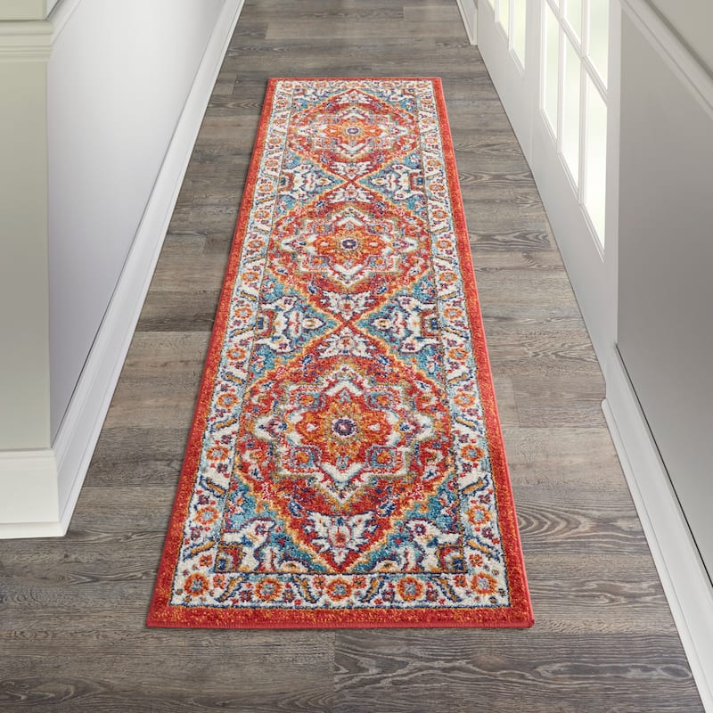 Nourison Passion Persian Garden Medallion Area Rug - 2' 2" x 7' 6" - Red Multi Colored - Runner