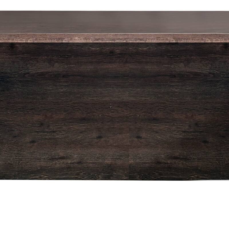 51 Inches Office Desk with 6 Drawer File Cabinet, Brown