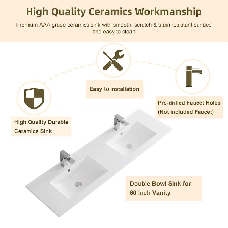 CB HOME 24''/30''/36''/48''/60'' Wall Mounted Bathroom Vanity with Sink, OAK Floating Bathroom Vanity Cabinet with Sink,Drawers.