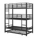 preview thumbnail 7 of 10, Antique Black Twin Size Metal Triple Bunk Bed with Trundle and Ladder for Kids