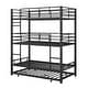 preview thumbnail 7 of 18, Metal Twin Triple Bunk Bed with Trundle & Guardrails, Black