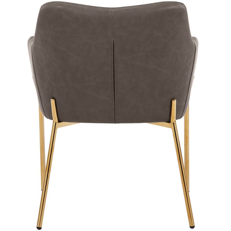 Zaire Upholstered Dining Chair in Velvet/Leather/Boucle with Gold Chrome Iron